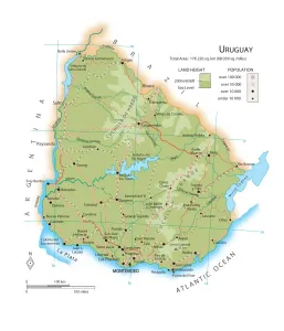 South American Geography Drucke: Map of Uruguay