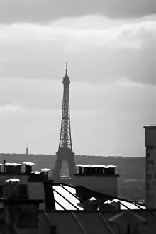 International Landmarks Drucke: black and white image of Paris