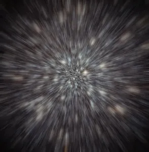 Sonnensystem-Explosion; Licht und Objekte hinzugefügt, dann ein Zoom-Effekt angewendet