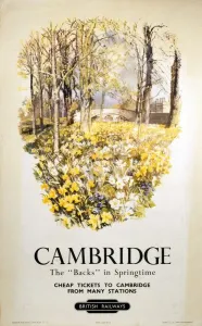 British Railways Poster Drucke: Cambridge - The Backs in Springtime, BR (ER) poster, 1950