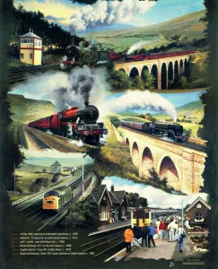 Kropierte Version der Settle Carlisle Linie, regionaler Eisenbahnplakate 1992