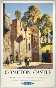 Comptonburg Schloss, BR (WR), Plakat aus den 1950er Jahren