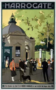 Drucke von Die London and Northern East Eisenbahn (LNER)-Plakate zur Förderung des Zugreisens nach Harrogate, Nord-Yorkshire: Kunstwerk von HG Gawthorn Digitales Kunstwerk Drucke: Harrogate, LNER Plakate, 1923-1947
