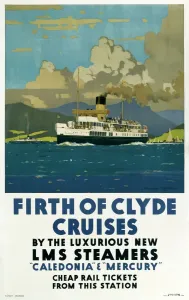 Dampfschiff Drucke: Kurze Kreuzfahrten im Firth of Clyde, Poster der LMS von 1923 bis 1947