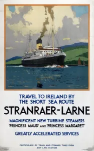 Dampfschiff Drucke: LMS-Plakat. Stranraer-Larne. Magnifizierende Ne