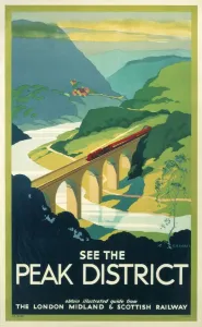 Blick in den Peak-Distrikt, Poster der LMS (London Midland and Scottish Railway), 1923-1947
