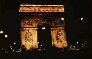 Paris Cityscape At Night Drucke: Arc De Triomphe