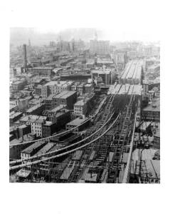 Die Seite von Manhattan Unter Der Baustelle Des Brooklyner Brücke