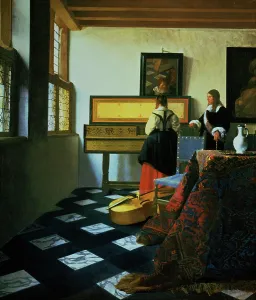 Drucke von Frau am Virginal, um 1652-1675. (Bild von Ann Ronan Pictures/Print Collector/Getty Images) Johannes Vermeer Drucke: Frau am Virginal, um 1652-1675. Künstler: Jan Vermeer