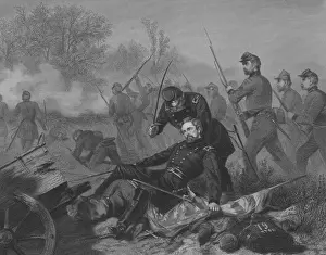 Civil War Engravings Drucke: Attack at Chantilly