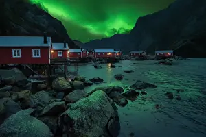Lofoten Islands Photography Drucke: Aurora house