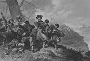 Civil War Engravings Drucke: Battle of Balls Bluff