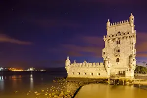 Torre De Belem Portugal Drucke: Belem Tower at night