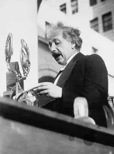 Famous Physicist Drucke: Albert Einstein Speaking at Reception