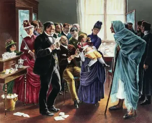 French Medical History Drucke: Attendees at Vaccination Program by Louis Pasteur