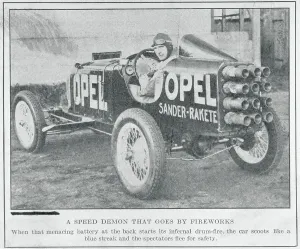 Vintage Sports Car Drucke: Car Using Firework Battery