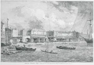Civil Engineering History Drucke: Drawing Showing Boats near London Bridge