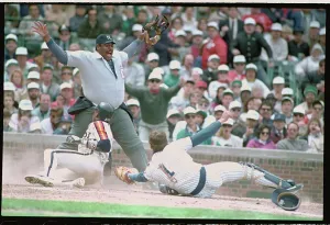 Sports Action Photos Drucke: Eric Gregg Scoring from Third Base