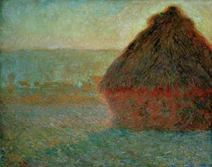 Sunset Farm Scene Drucke: Haystack at Sunset by Claude Monet