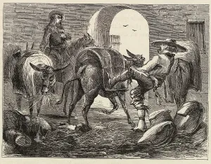 Vintage Transportation Methods Drucke: Man Loading Mules