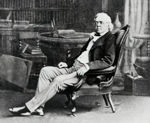 English Novelist Portrait Drucke: Novelist William Thackeray in His Study