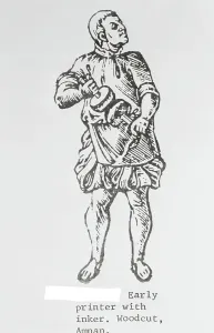 Early Printing Technology Drucke: Printer Holding Inker