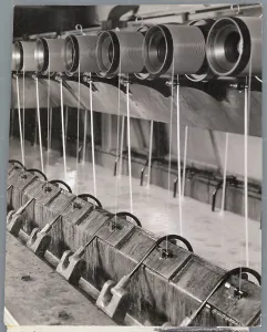 Textile Industry History Drucke: Rayon Yarn Being Processed