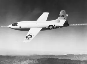 Vintage Flying Machines Drucke: Rocket Driven Plane In Flight