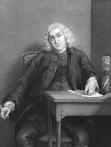Samuel Johnson Denkt am Schreibtisch