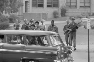 African American Students Drucke: Troops Escorting Students from School