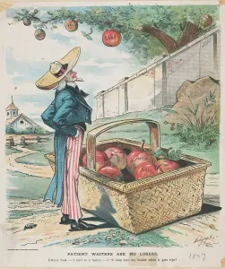 American Folk Art Prints Drucke: Uncle Sam Observing Cherry Tree