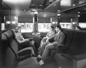 Transportation History Photos Drucke: View of Interior of a Coach Sleeper on Train