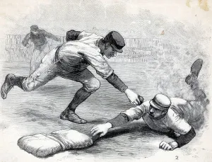 Vintage Sports Illustrations Drucke: Baseball; Touch-Out At Second Base