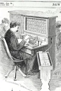 Vintage Office Worker Drucke: Print of a Man at an Electrical Tabulation Machine