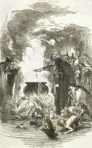 Witchcraft Art Drucke: Witch Adding Ingredients to Brew