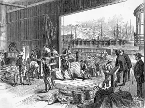 Fishermen At Work Drucke: Workers Unloading Fish