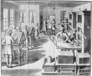 Engraving Techniques Used Drucke: Workers in Workshop
