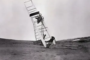 Wright Brothers Drucke: Wright Glider After Bumpy Landing