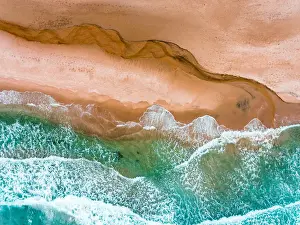 Norwegian Coastline Scenery Drucke: Bore beach - drone point of view