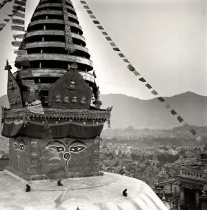 World Heritage Sites In Asia Drucke: The Buddhist stupa of Swayambu
