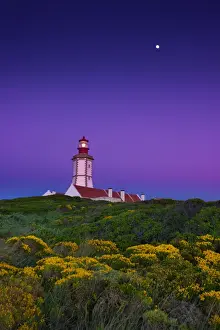 Lighthouse At Night Drucke: Cabo Espichel under moonlight