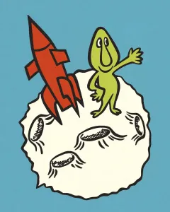 Unerwünschtes Wesen und Rakete im Weltraum