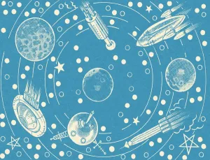 Vibrant Blue Background Drucke: Blue Outer Space Pattern