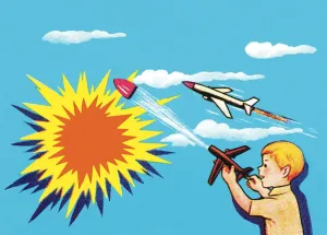 Junge mit Pop-Rakete