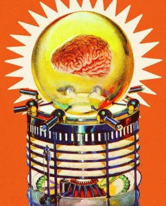 Colorful Background Artwork Drucke: Brain in a Bubble