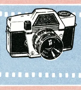 Blue Background Illustration Drucke: Camera
