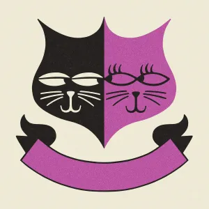 White Background Cat Pictures Drucke: Cat Faces in a Shield