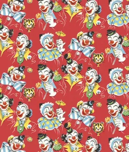 Red Background Artwork Drucke: Clown Pattern