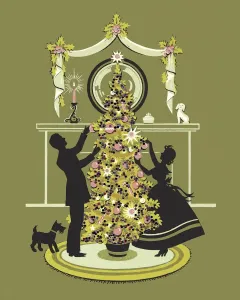Paar schneidet ein Weihnachtstree
