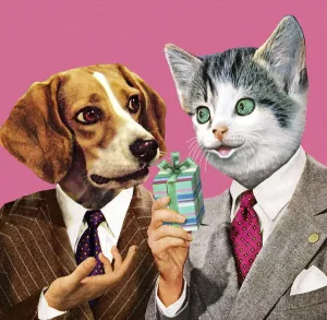 Hunde und Katzen als Geschäftsmänner